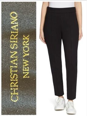 Christian Siriano Trousers Pants Black Straight Ankle Leg high-rise stretch XL